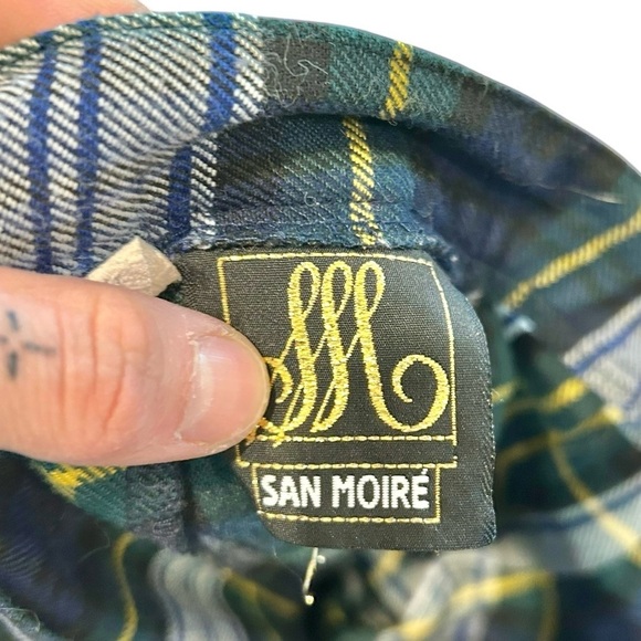 San Moire 90s Vintage Plaid Skirt Green Mini Length Size 12 Vintage School - Picture 5 of 5